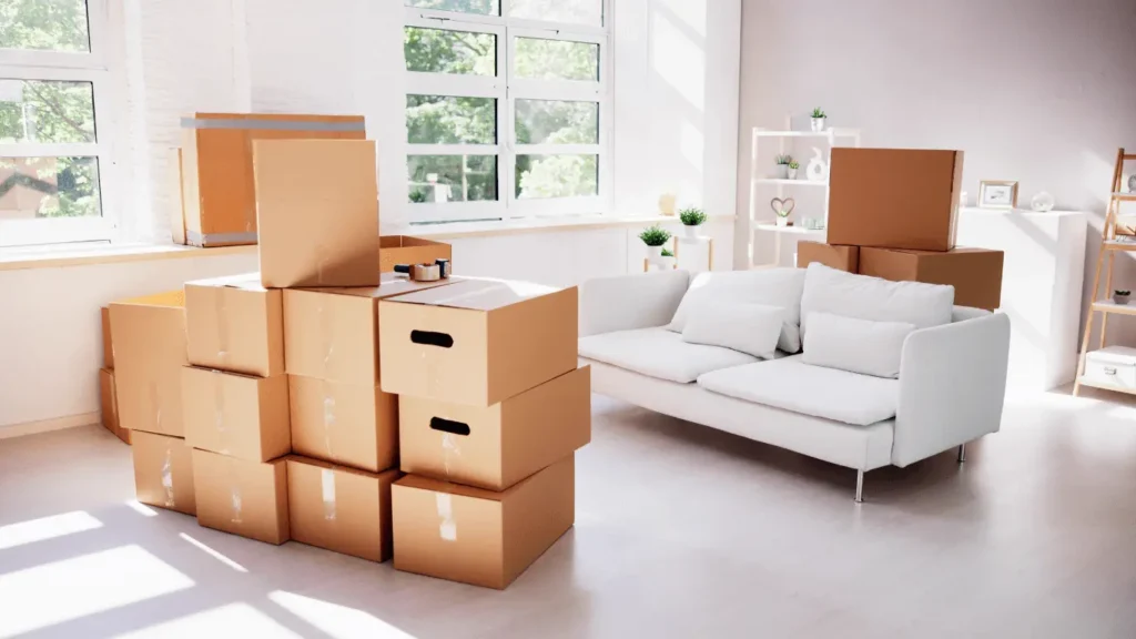 picture of boxes stacked in a room
